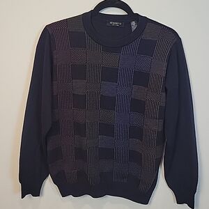 Segreto Made In Italy Fine Merino‎ Wool Crewneck Multi Color Pattern Men Sweater